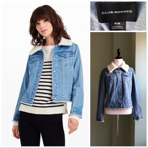 Club Monaco Sheelya crop denim Sherpa trucker